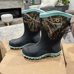 TideWe Women's Mid-Calf Rubber Neoprene Steel Shank Rain Boots Camo Size 6