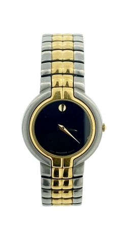 Movado Black Dial Two Tone Stainless Steel Watch 95.A1.826 