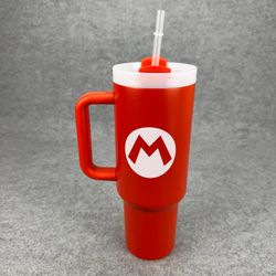 Super Mario Red 40 oz Tumbler Mug Straw Handle Nintendo Zak Designs