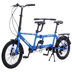 Meghna Tandem Bike 20 inches Wheels 2-Seater Shimano 7 Speed Folding Tandem Adult Beach Cruiser Blue