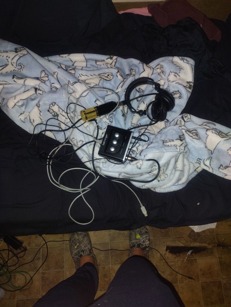 Microphone, Headphones And Audio Interface 