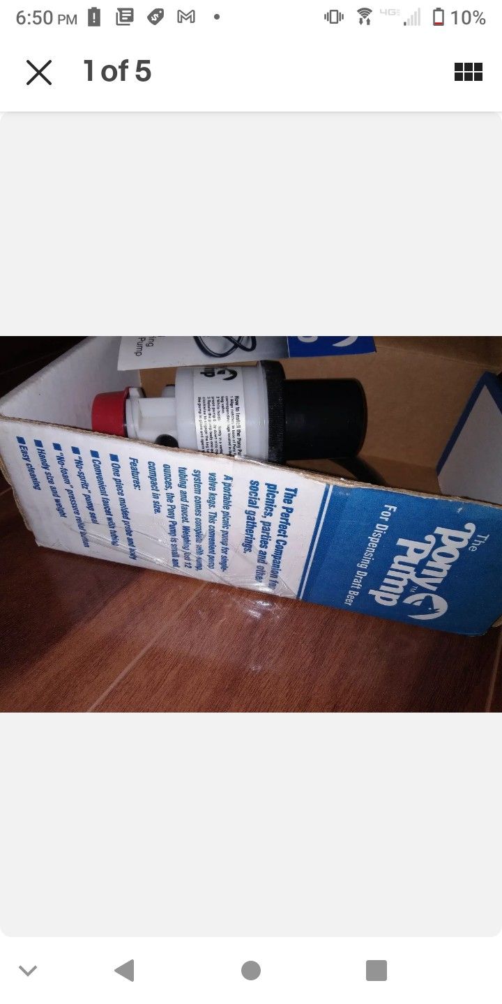 The Pony Pump Keg Tap For Dispensing Draft Beer with Box & Manual