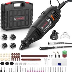 new Rotary Tool Kit with MultiPro Keyless Chuck and Flex Shaft -140pcs Accessories Variable Speed Electric Drill Set for Handmade Crafting Projects an