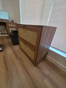2-Drawer Lateral File Cabinet with Rattan Fronts