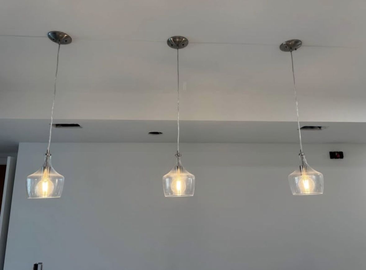 3 pendant lights glass globe