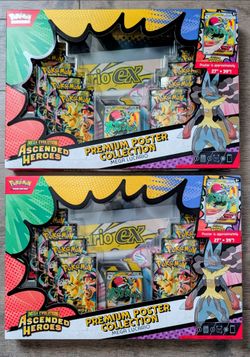 2 New, Unopened Pokemon Ascended Heroes Premium Poster Collections: Mega Lucario