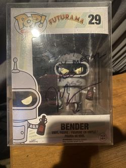 futurama bender funko pop signed