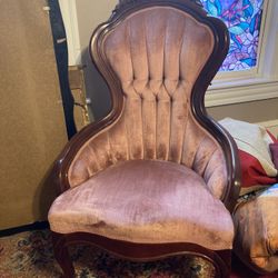 Antique Chair With Mahogany Wood Trim