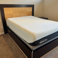 Four Hands Queen Bed Frame (no mattress), One Nightstand, 6 Drawer Dresser