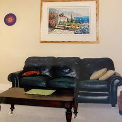 Sofa: Hancock And Moore, Hunter Green Leather