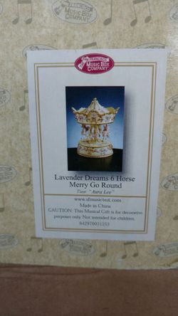 SF Music box 6 horse lavender dreams merry go round