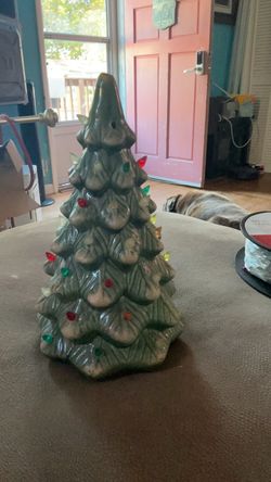 Vintage Ceramic Christmas Tree with Lights