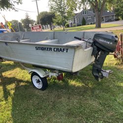 1994 Smoker Craft  “V” HULL with 2007 Trailer  AND  9.9 Mariner 