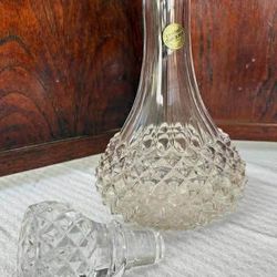 Vintage Diamond Cut Glass Decanter with Stopper