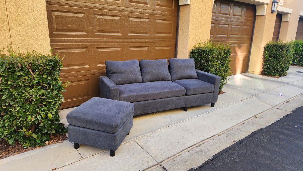 Gray 3 Seater couch Sofa with Ottoman