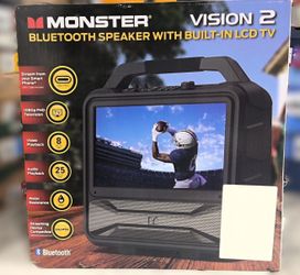 monster vision 2 bluetooth speaker with built in lcd tv