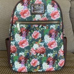 Loungefly Disney Robin Hood Characters & Floral Pattern Mini Backpack