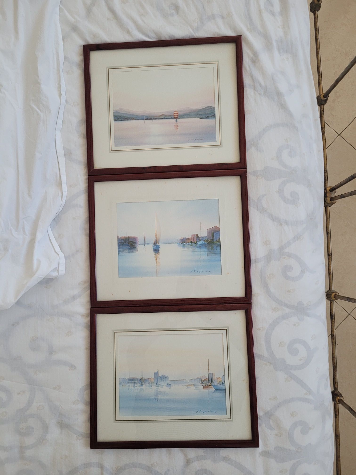 3 Boat and Harbor Paintings