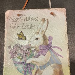 Easter Wall Hanging Porcelain Plaque 8”x7”