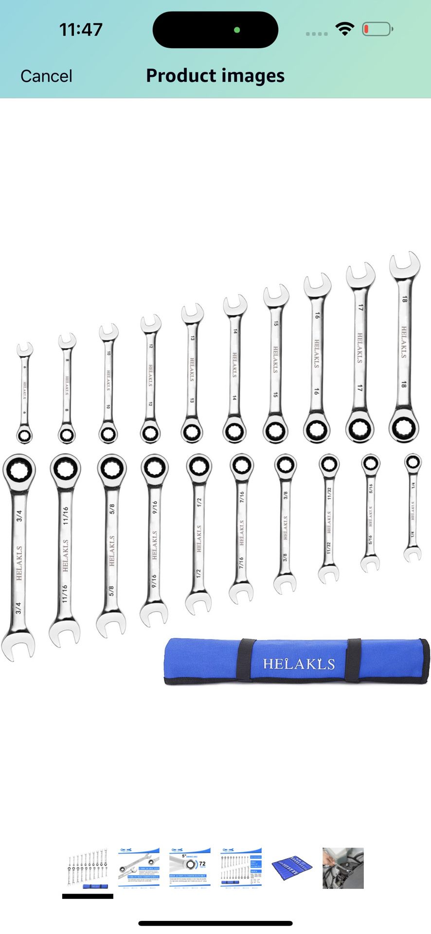20-Piece 6-18MM 1/4-3/4 Inch Metric/SAE Ratcheting Wrench Set Box Open End Combination Gear Wrench Spanner Tools for Mechanic 72-Tooth