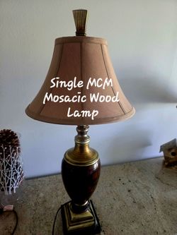 MCM Mosaic Wood Table Lamp with Shade