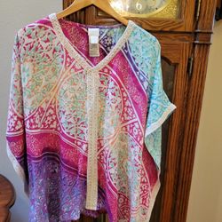 Chico's Size S/M poncho Style Summer Blouse