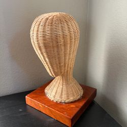 Wicker Rattan Mannequin Head Hat Display