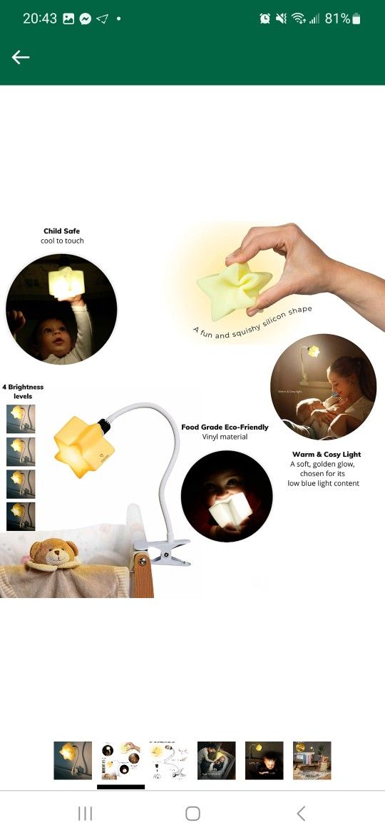 ErgoJoJo LED Clip On Star Light, Warm & Dimmable light, Breastfeeding Essentials- Ideal Baby Night Light for bedside bassinet, Reading light, Desk lam