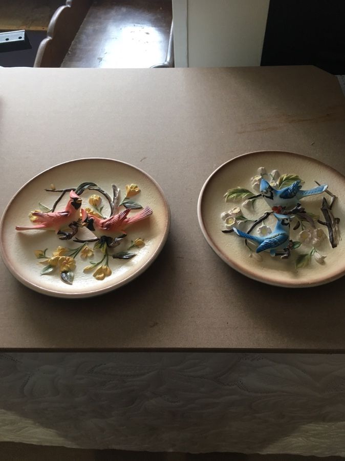 Napcoware vintage cardinal bluejay plate decor