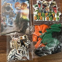 Lego Jurassic World themed party decorations