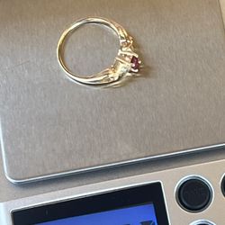 New 14k Yellow Gold Ruby And Diamond Ring Size 7