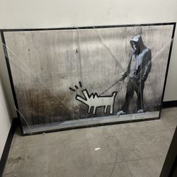 Banksy/Haring Walking Dog Printed Canvas 