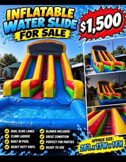 🔥🔥Inflatable Water Slide with Built-In Pool