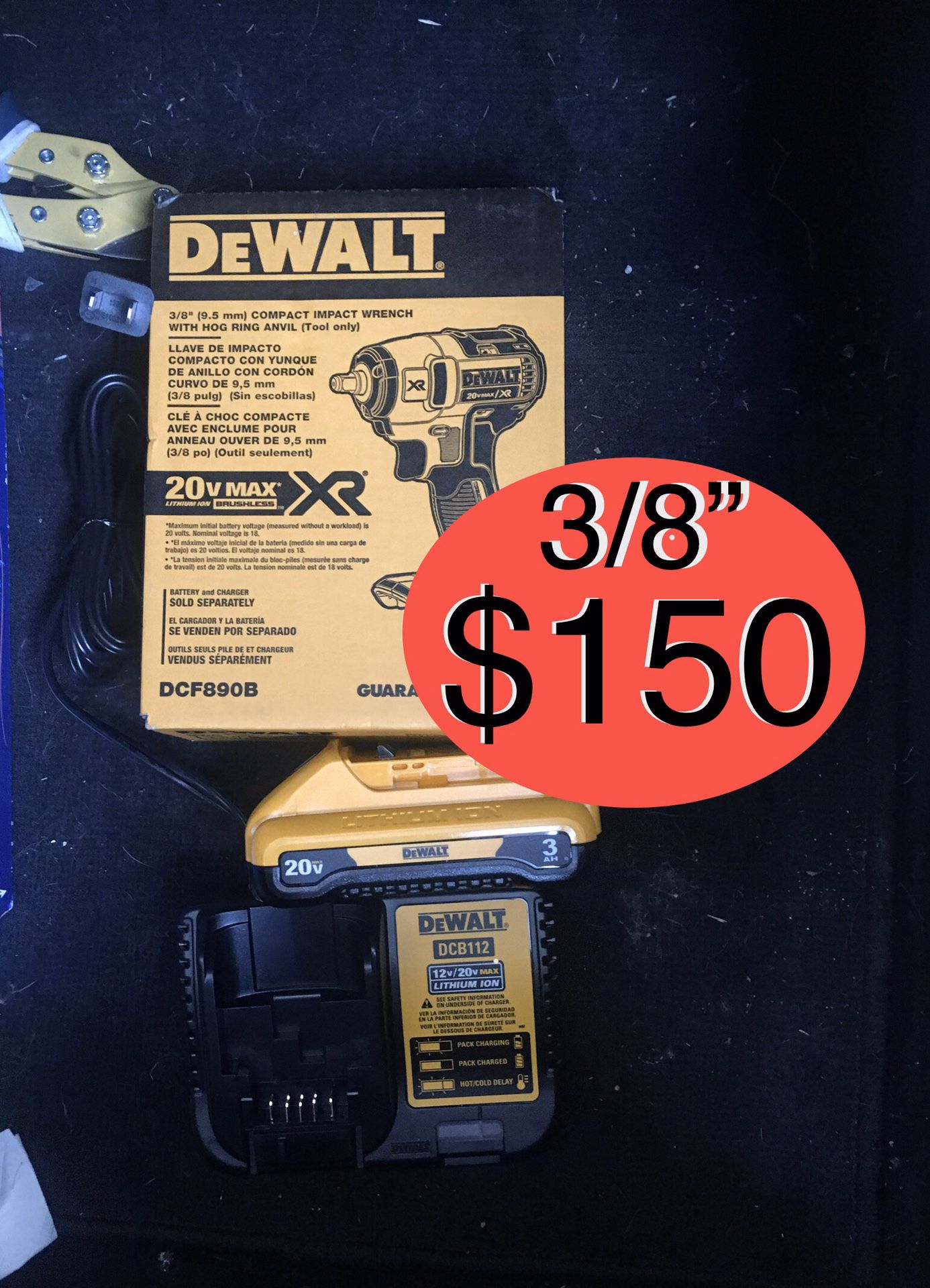 Dewalt impact wrench 3/8” + 3.0 + charger $150
