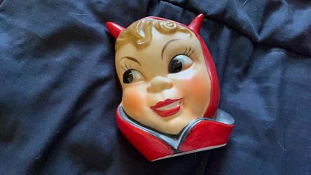 Northcrest wall pocket rare red little devil, pixie MCM mid-century, modern