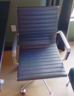 Black Leather and Chrome Modern Office Chair
