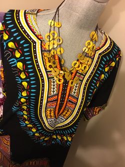 Tribal inspired top with free wooden necklace