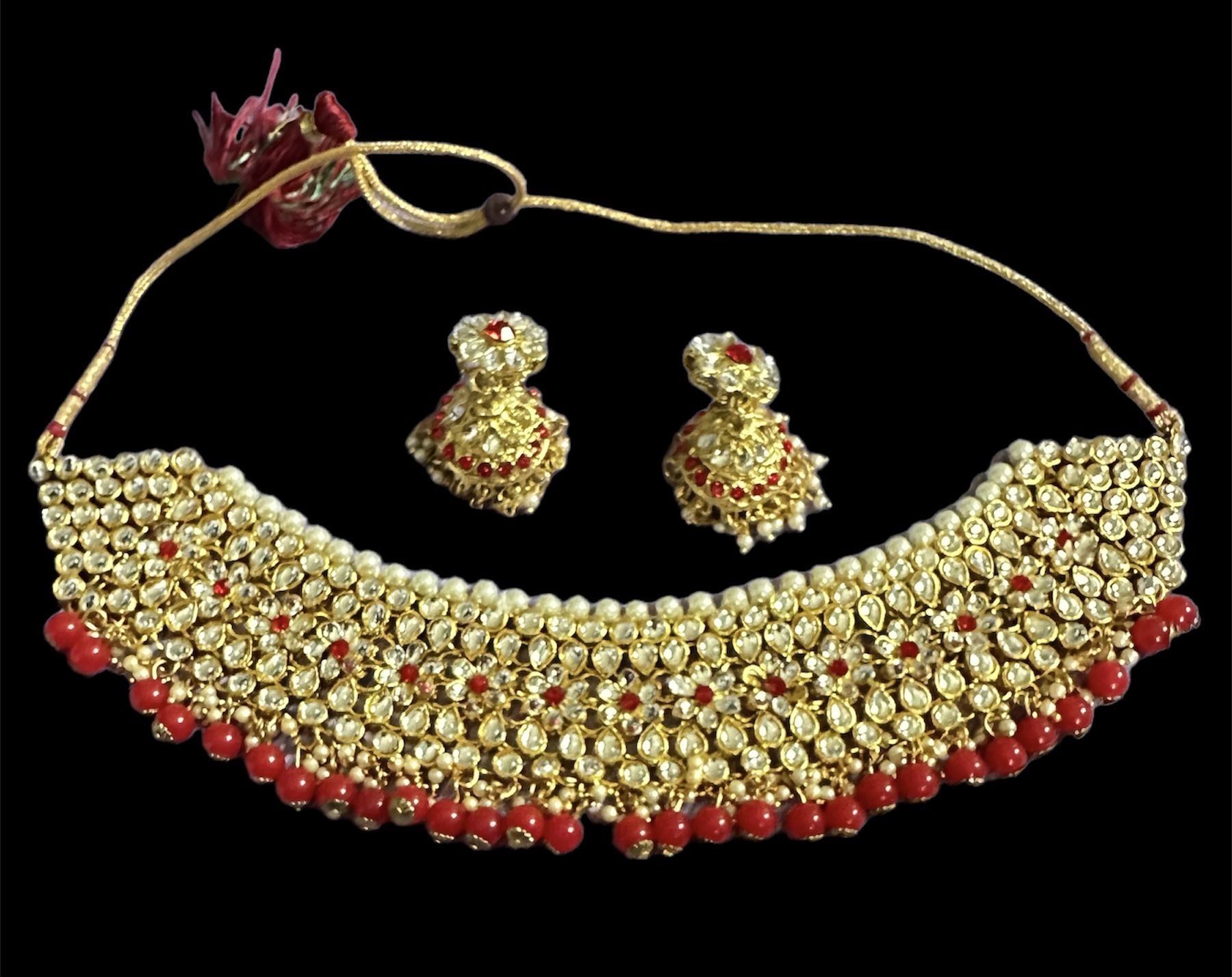 Red Choker Necklace Set