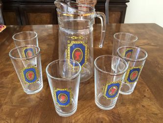 Vintage Pitcher with matching Glasses