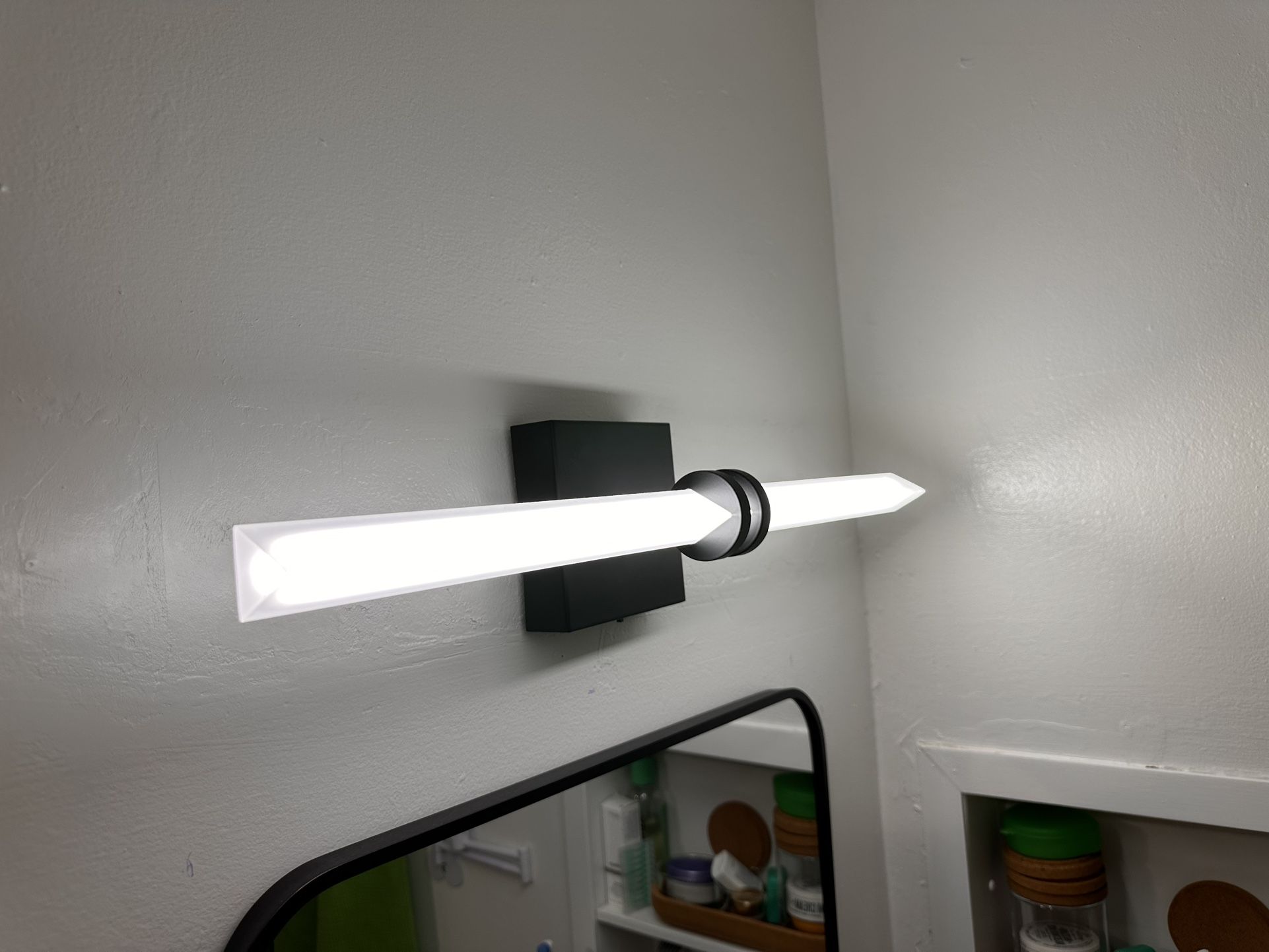 Bathroom Light Fixtures,Black 18W LED 360° Full Lighting Modern Wall Sconce Vanity Light with 5-Color Dimmable 3000K-6000K, 22.05inch Vanity Lighting