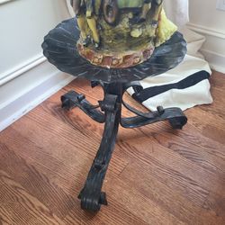 Forged Iron XL Candleholder vintage Stand French Tuscan MCM Boho German carved candle