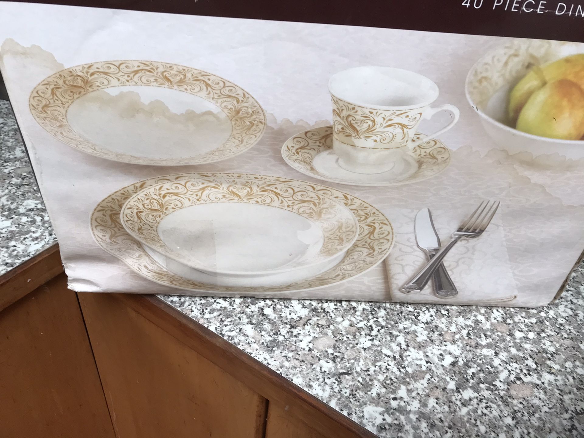 Chris Madden Montalira Fine China Service for 8 plus 2 boxes of Salt &Pepper and etc. Micro and Dishwasher safe $50