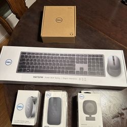 Dell Accessories: Mouse, Keyboard, Headset, Webcam, backpack, multiport adapter
