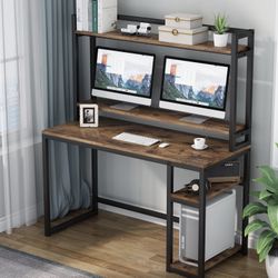 (NEW) Tribesigns Computer Desk with Storage Shelves, Study Desk with Hutch