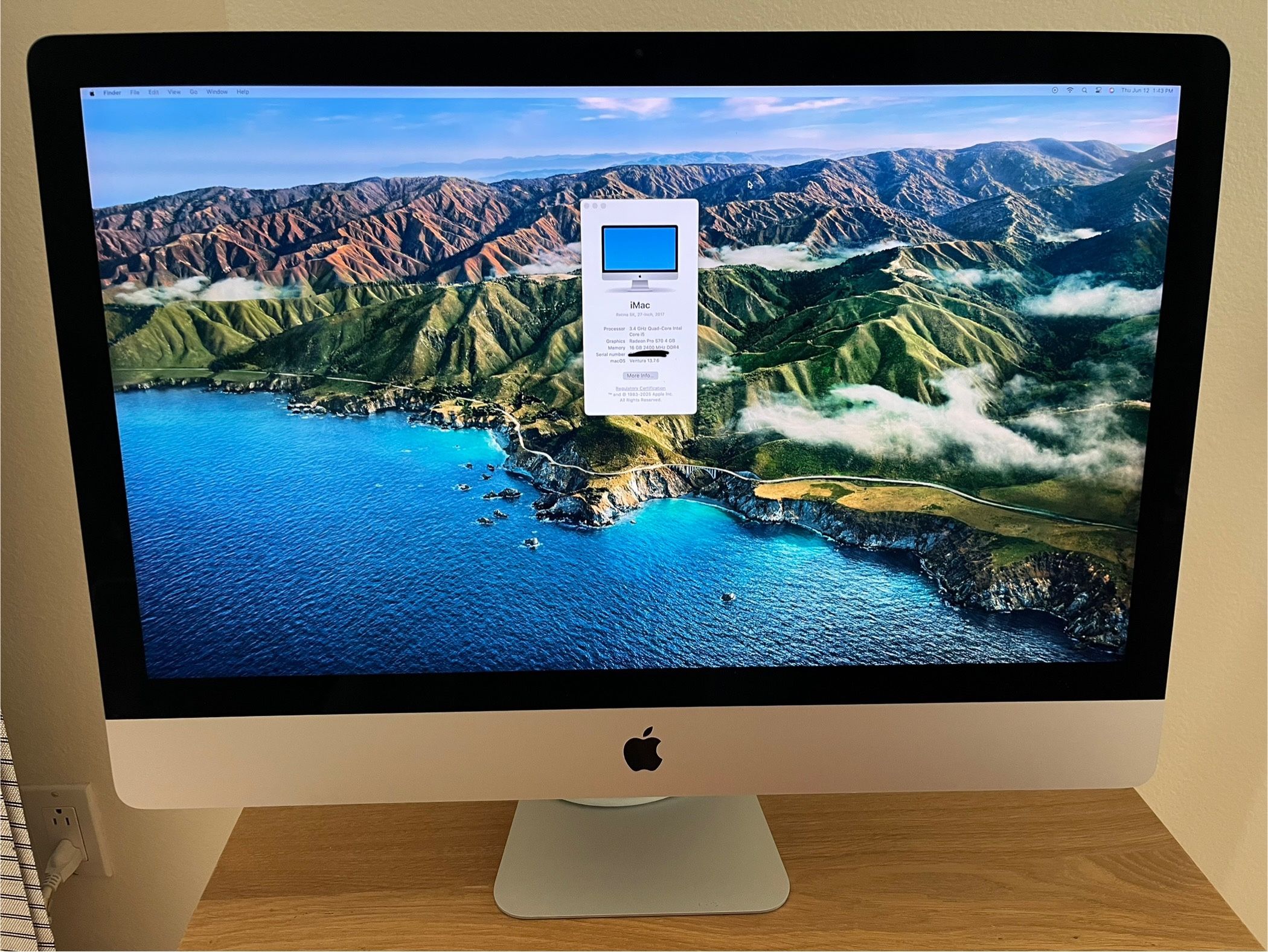 iMac 27” 2017 Intel i5 3.4Ghz 16GB RAM 256GB SSD