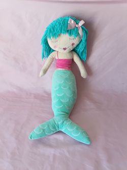 Your Zone Plush MERMAID Stuffed Doll Pillow 22" Yarn Hair