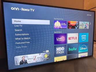 $175 50’ onn. Roku TV with remote and wall mounted