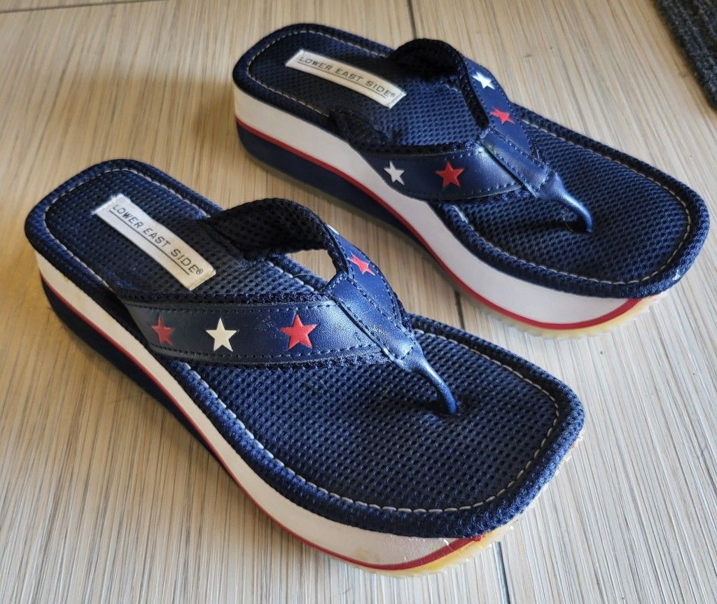 Platform Wedge Sandals - Stars & Stripes Lower East Side - Size 6 1/2 - 7