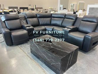 Brand New! Black Leather Reclining Sectional! Same Day Delivery! Finance Available 