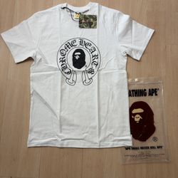 White Chrome Heart Bape Shirts